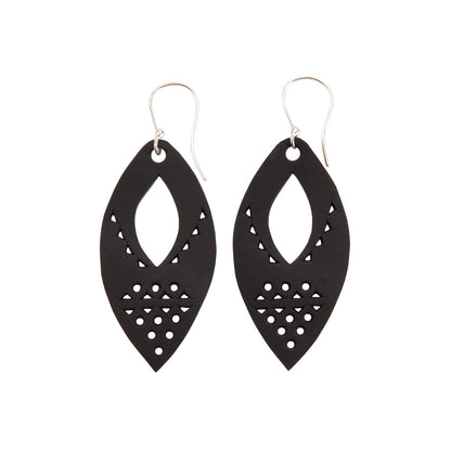 Marquise Intricate Recycled Rubber Earrings