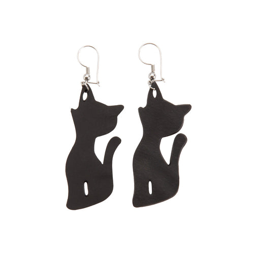 Poppy Recycled Rubber Cat Earrings