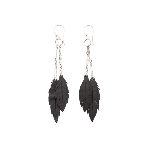 Dangle Feather Recycled Rubber Earrings