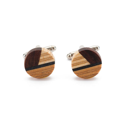 Recycled Skateboard Wooden Round Cufflinks