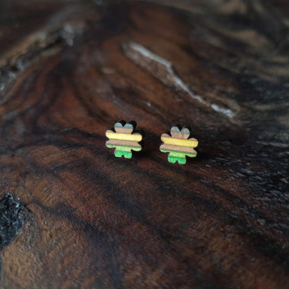 Clover Recycled Skateboard Stud Earrings