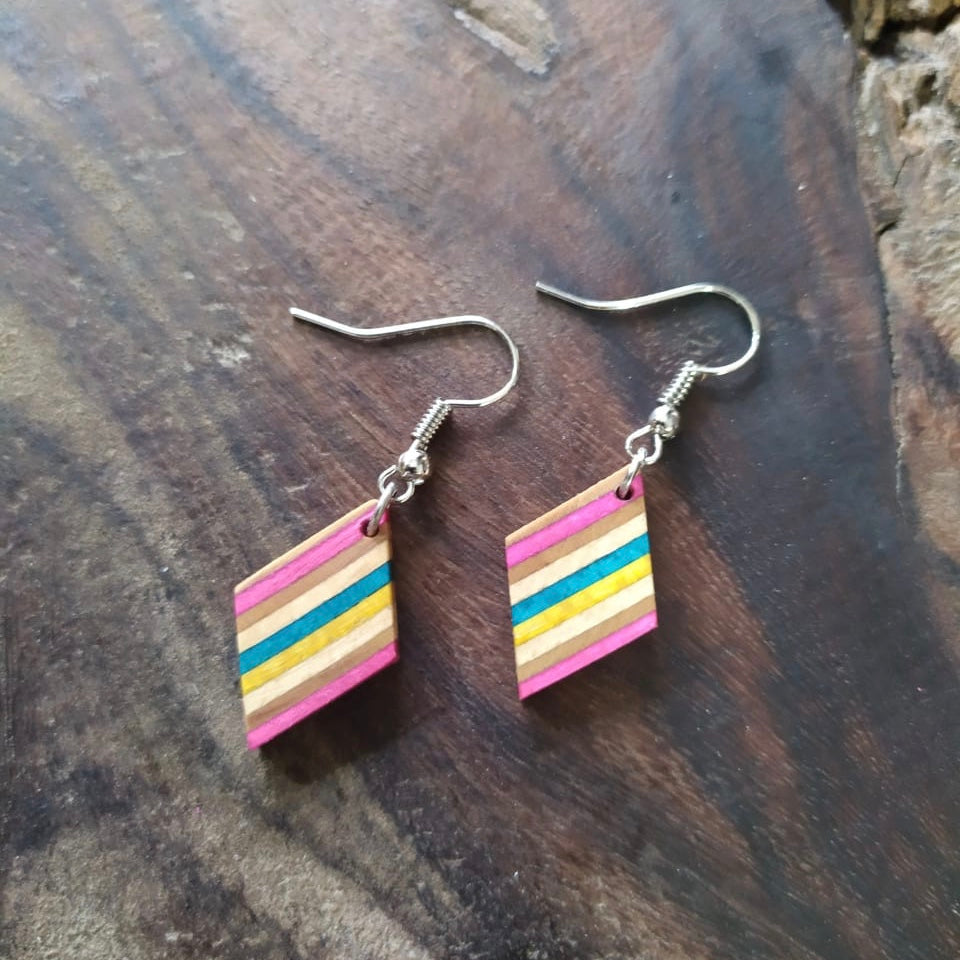 Kite Recycled Skateboard Dangle Earrings