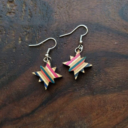 Sirius Star Recycled Skateboard Earrings