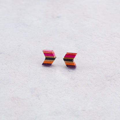 Arrow Colourful Recycled Skateboard Stud Earrings