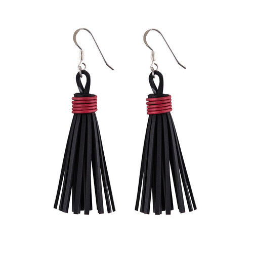 Asante Recycled Rubber Tassel Earrings