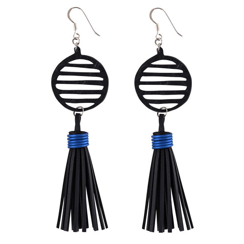 Lunar Upcycled Rubber Tassel Earrings