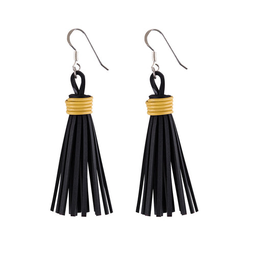 Asante Recycled Rubber Tassel Earrings