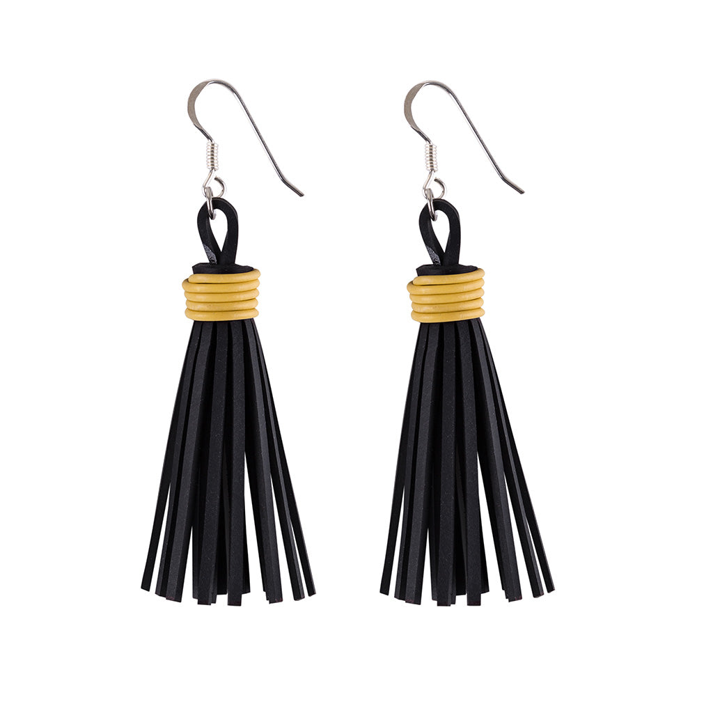 Asante Recycled Rubber Tassel Earrings