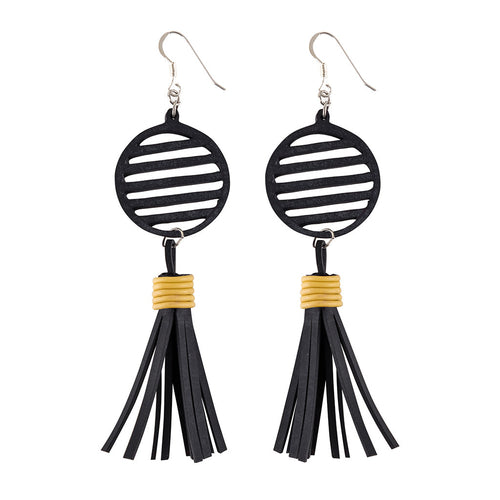 Lunar Upcycled Rubber Tassel Earrings