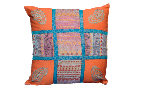 Embroidered Recycled Zari Kantha Holiday Pillow Case