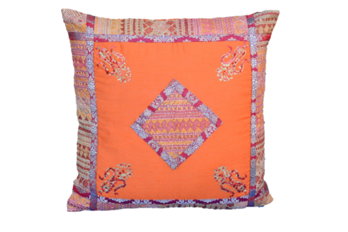 Embroidered Recycled Zari Kantha Holiday Pillow Case