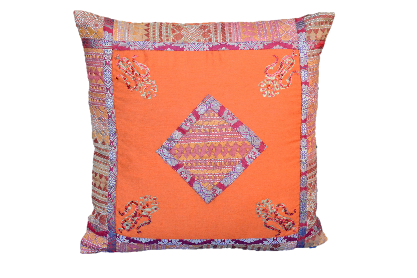 Embroidered Recycled Zari Kantha Holiday Pillow Case