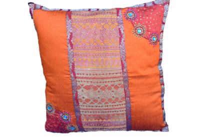 Embroidered Recycled Zari Kantha Holiday Pillow Case