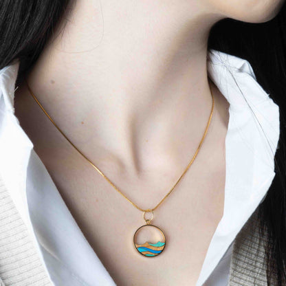 Ocean Recycled Wood Gold Necklace