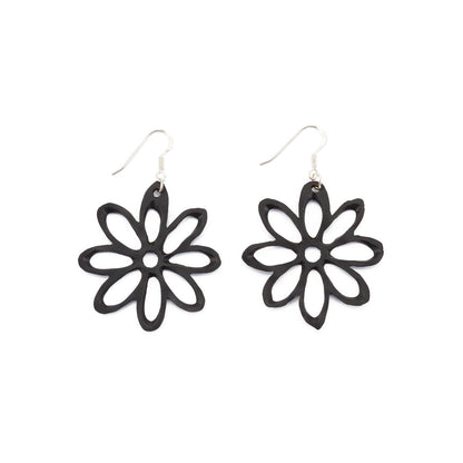 Dahlia Flower Recycled Rubber Earrings