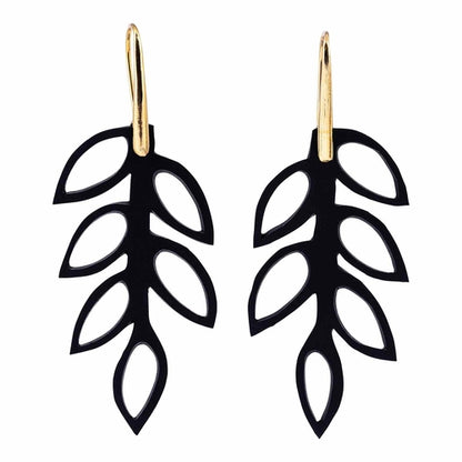 Evergreen Leaf Recycled Rubber Earrings