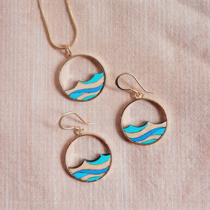 Ocean Recycled Wood Gold Necklace