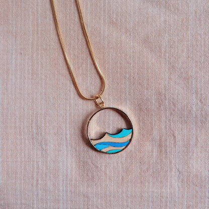 Ocean Recycled Wood Gold Necklace