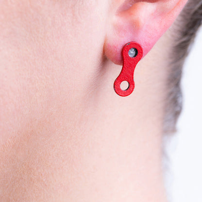 Lone Rider Bike Chain Link Stud Earrings (3 Colours)