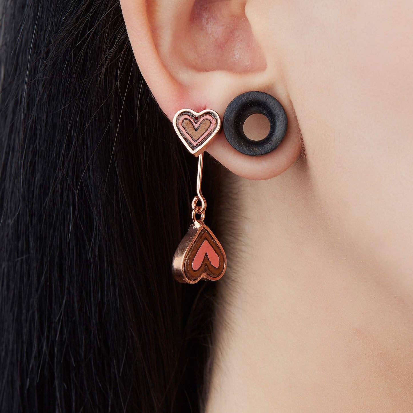 Love Recycled Wood Rose Gold Earrings