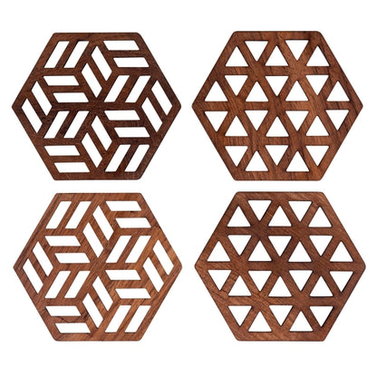 Zeta Upcycled Teak Wood Coasters - Set of 2 or 4