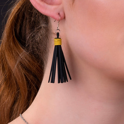 Asante Recycled Rubber Tassel Earrings