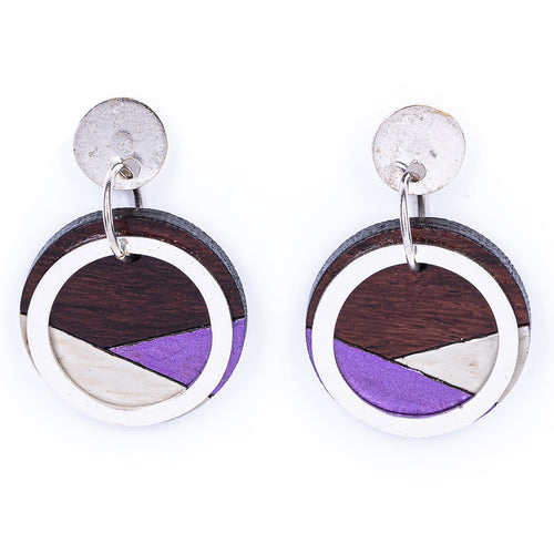 Conture Recycled Wood Silver Earrings (6 colours available)