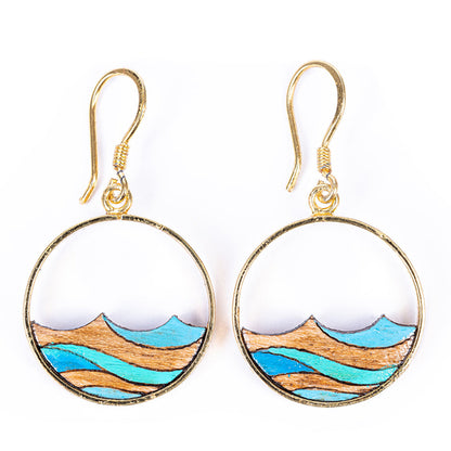 Ocean Eco-friendly Recycled Wood Gold Earrings