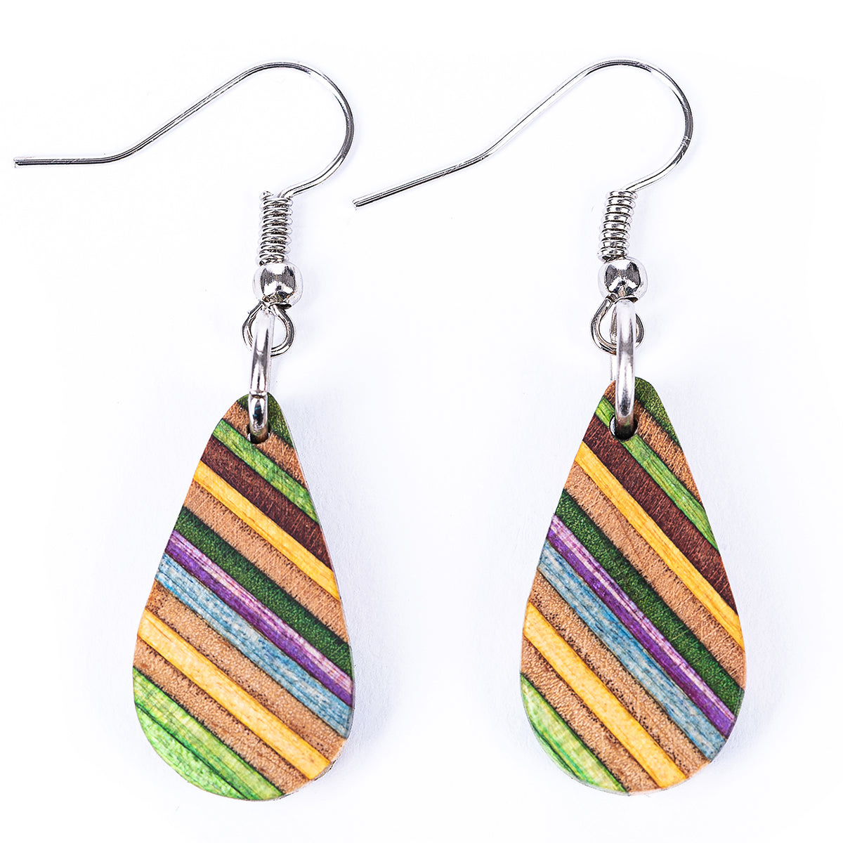 Teardrop Elegant Recycled Skateboard Dangle Earrings