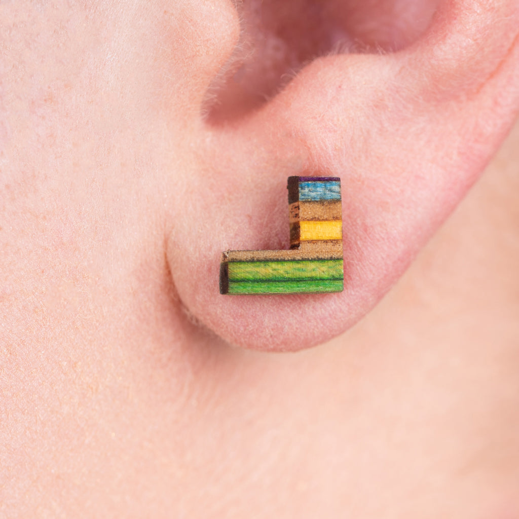 Boomerang Recycled Skateboard Stud Earrings