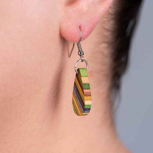 Teardrop Elegant Recycled Skateboard Dangle Earrings