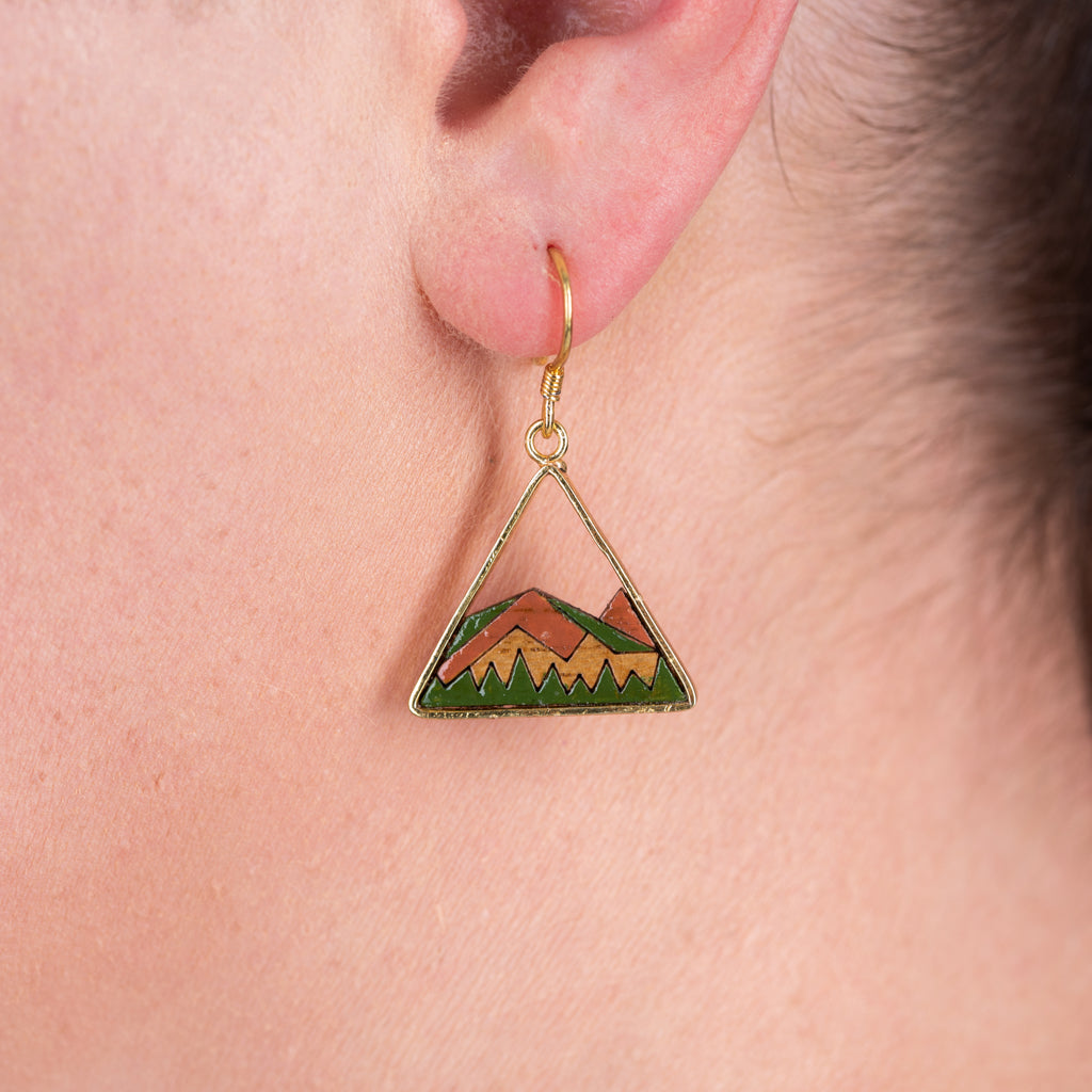 Hill Eco-friendly Recycled Wood Gold Earrings