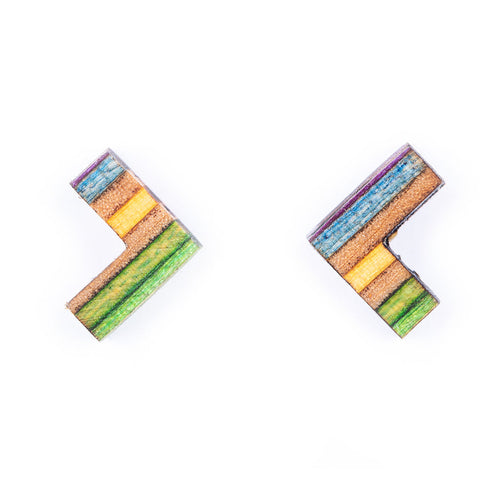 Boomerang Recycled Skateboard Stud Earrings