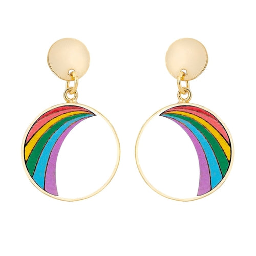 Rainbow Eco-friendly Recycled Wood Gold Earrings