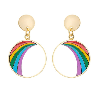 Rainbow Eco-friendly Recycled Wood Gold Earrings