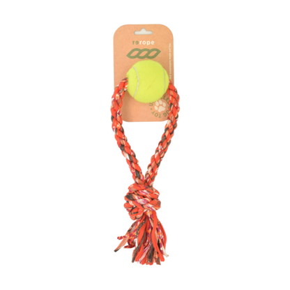 ReRope Small Looper with Tennis Ball Upcycled Fabric Rope Dog Toys