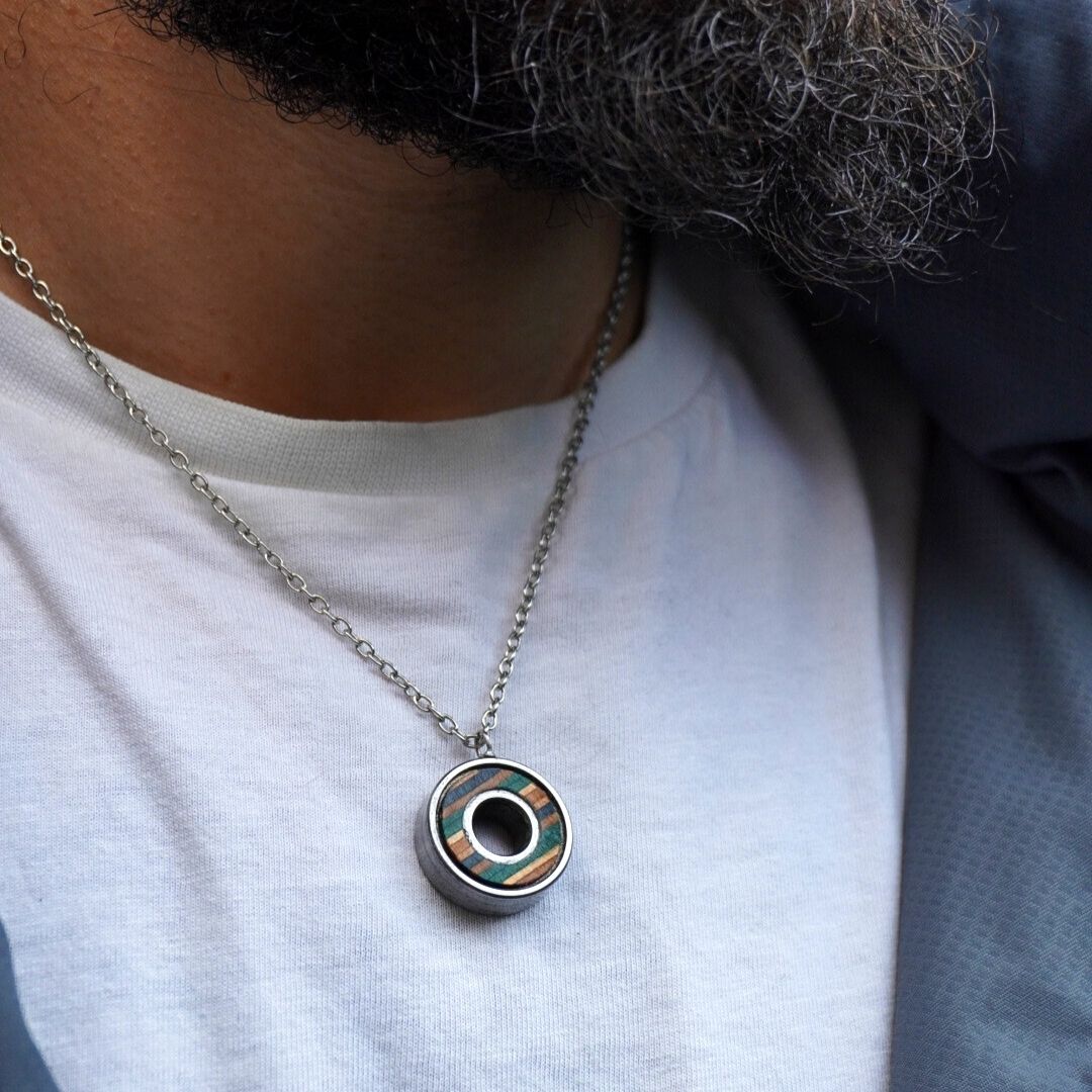 Upcycled Skateboard Bearing Pendant Necklace