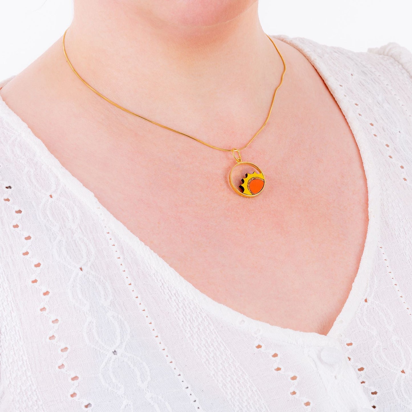 Sunshine Recycled Wood Gold Necklace