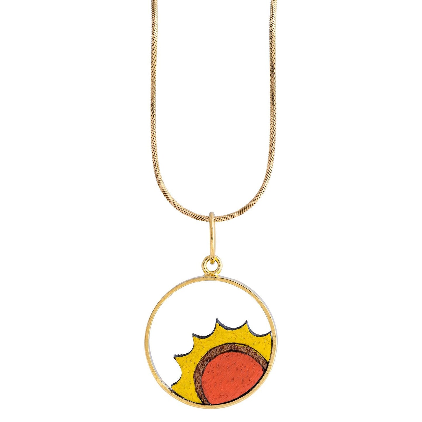 Sunshine Recycled Wood Gold Necklace