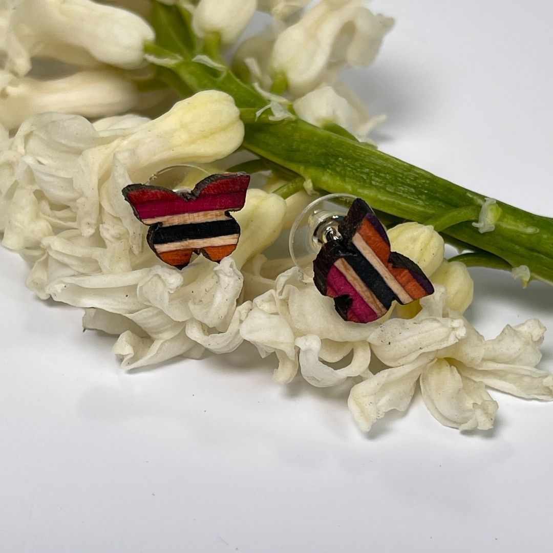 Butterfly Recycled Skateboard Stud Earrings