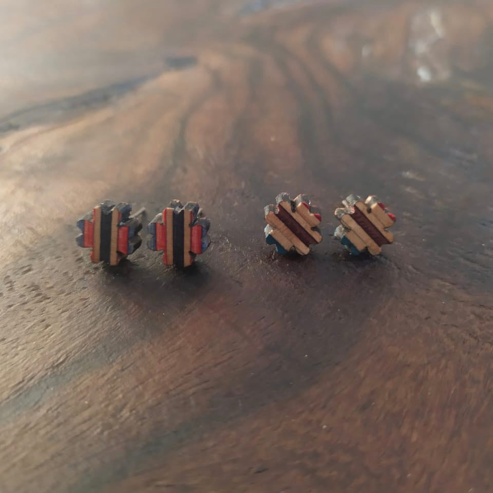 Clover Recycled Skateboard Stud Earrings