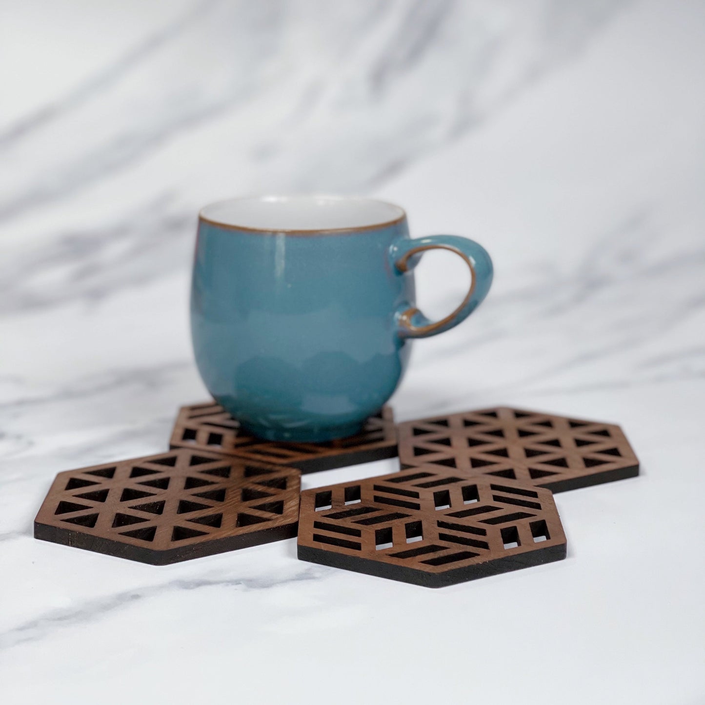 Zeta Upcycled Teak Wood Coasters - Set of 2 or 4