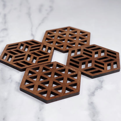 Zeta Upcycled Teak Wood Coasters - Set of 2 or 4