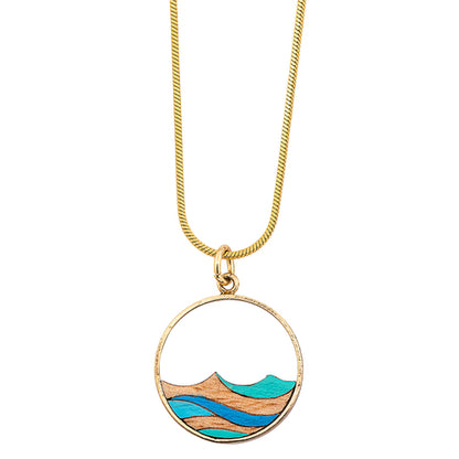 Ocean Recycled Wood Gold Necklace