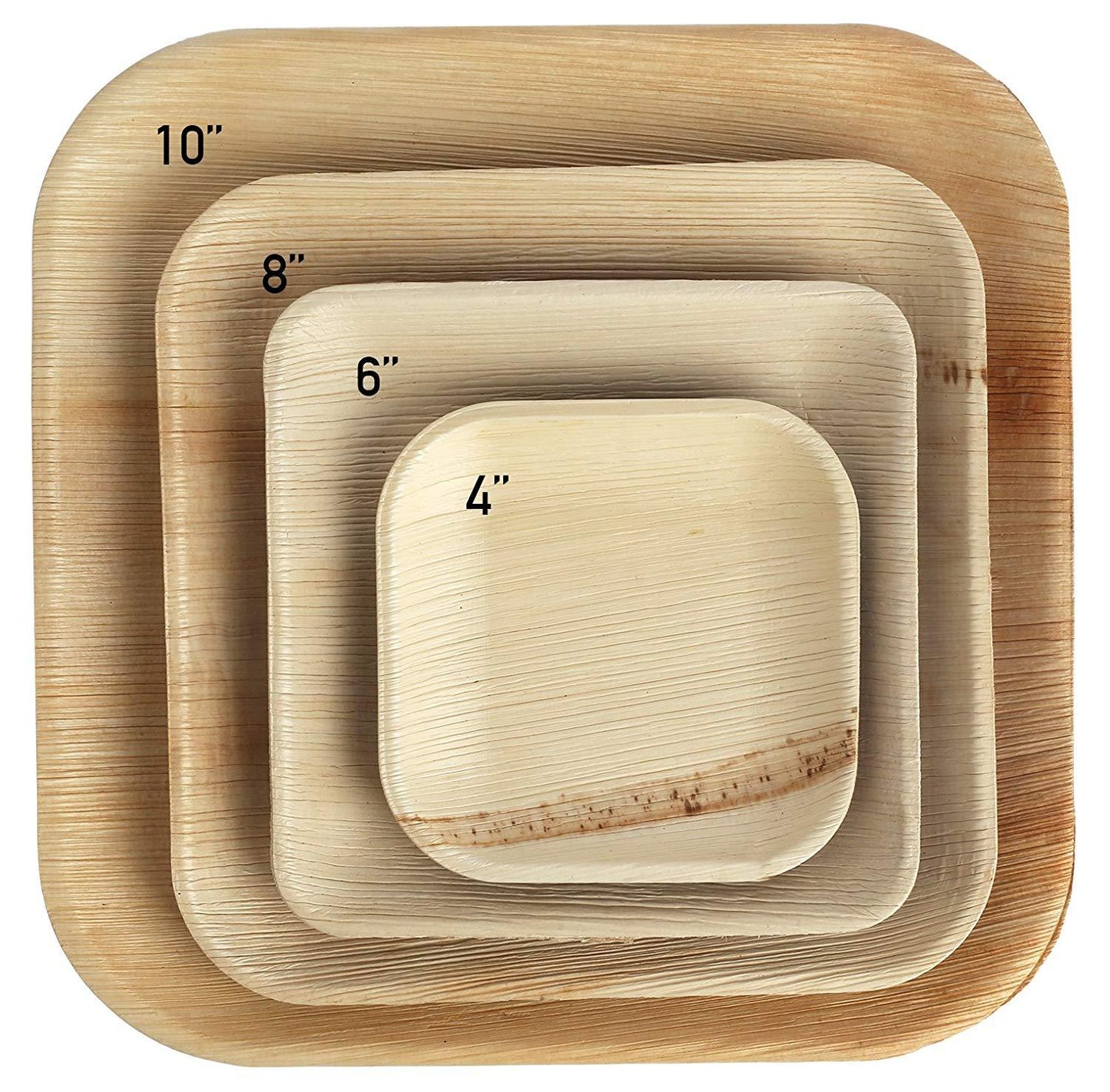 Palm Leaf Plates Square Dinner ALL SIZES Plates 4"-10" Inch (Set of