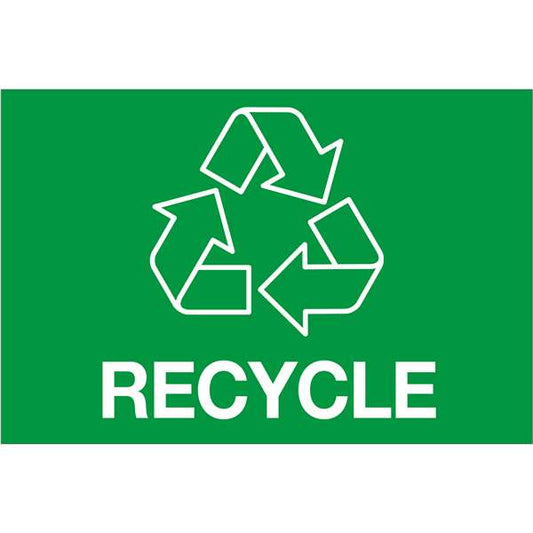 Green Rectangle Recycle Labels - Roll of 500