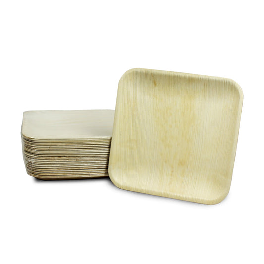 Sustainable and Biodegradable Palm Leaf Plates Square 8" Inch