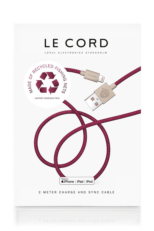 iPhone Lightning cable - Made of recycled fishing nets - Plum