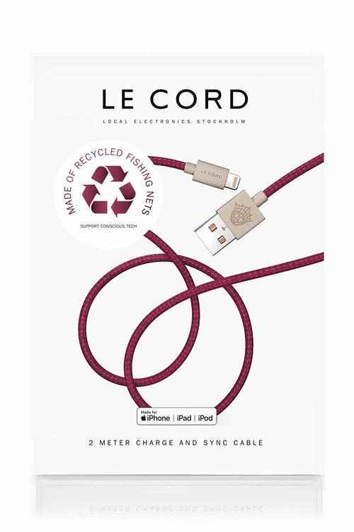 iPhone Lightning cable - Made of recycled fishing nets - Plum