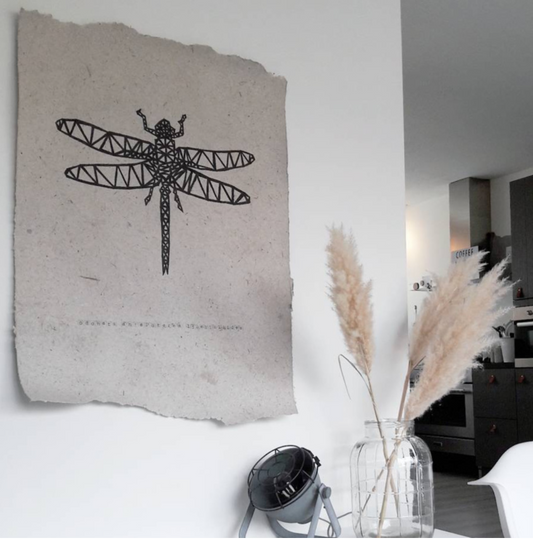 Dragonfly Poster Organic Paper Pulp and Upcycled Elephant Dung